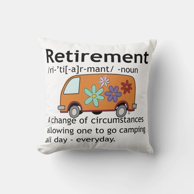 Funny Camping Retirement Definition   Cushion (Front)