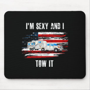 Funny Camping Rv Im Y And I Tow It Vintage Usa Fla Mouse Mat