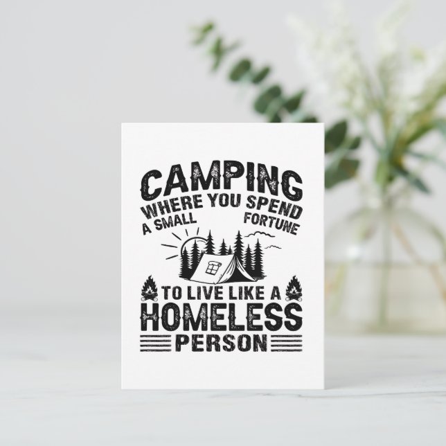 Funny camping sayings postcard (Standing Front)