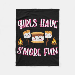 Funny Camping Smores Girls Have Smore Fun Cute Kaw Fleece Blanket