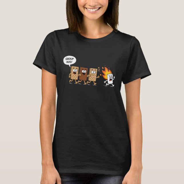 Funny Camping S'mores Group Hug Cute Marshmallow C T-Shirt (Front)