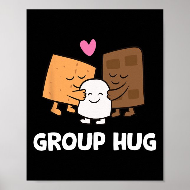 Funny Camping Smores Group Hug Cute S'mores 1  Poster (Front)