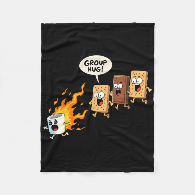 Funny Camping Smores Group Hug Cute S'mores  Fleece Blanket (Front)