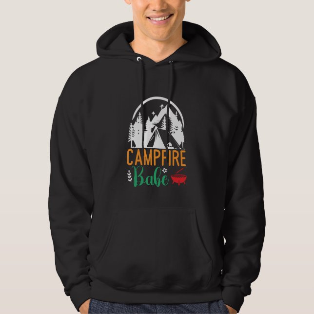 Funny Camping Time Campfire Babe Hoodie (Front)