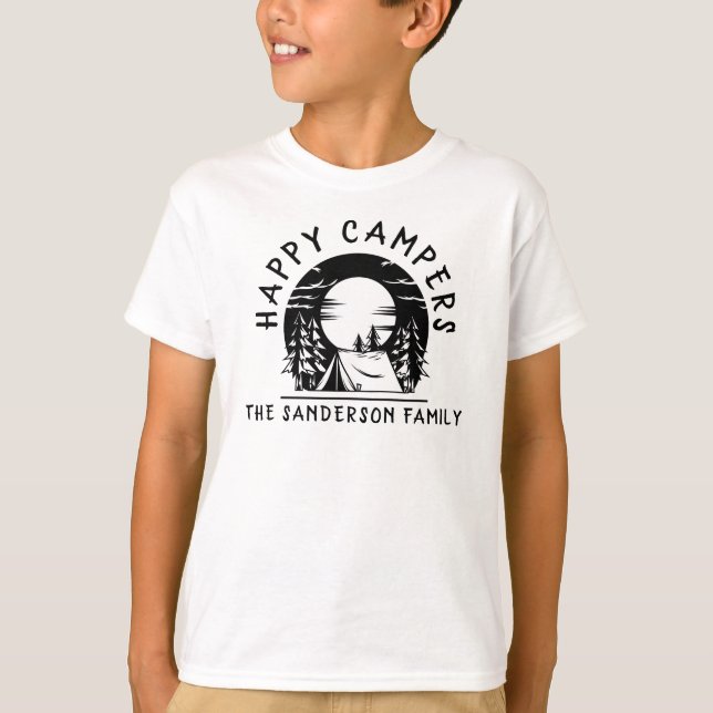 Funny Camping Trip Happy Campers Name Family T-Shirt (Front)