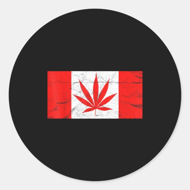 Funny Canada &amp; Weed Leaf! Canadian New Flag Jo Classic Round Sticker (Front)