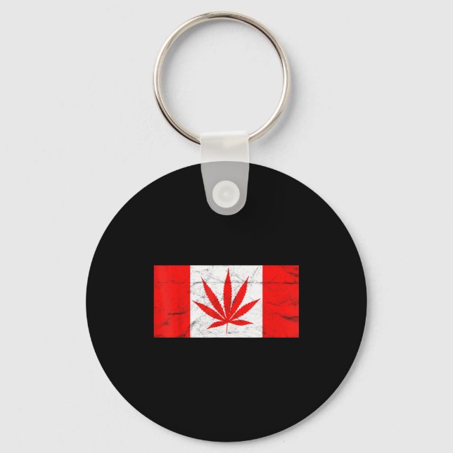 Funny Canada &amp; Weed Leaf! Canadian New Flag Jo Key Ring (Front)