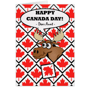 Funny Canada Day for Aunt, Moose with Leaf Tiles