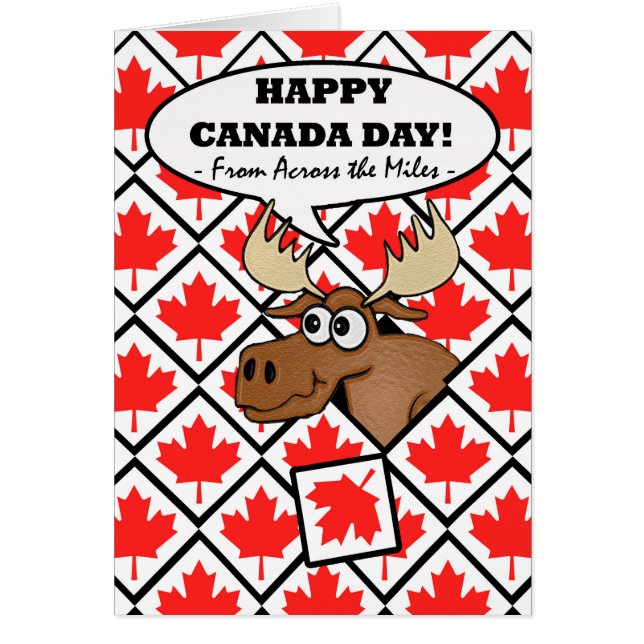 Funny Canada Day from Across the Miles, Moose Tile (Front)