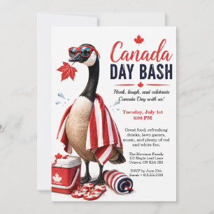 Funny Canada Goose Canada Day Bash BBQ Pool Party Invitation