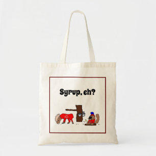 Funny Canada Moose and Beaver with Maple Syrup Tote Bag