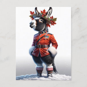 Funny Canada Themed Donkey Postcard