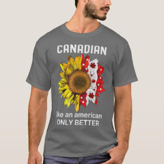 Funny Canadian  America Canada Day Sunflower Maple T-Shirt