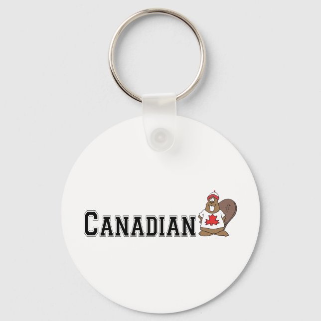 Funny Canadian Beaver Key Ring (Front)