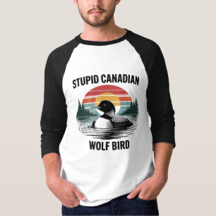 Funny Canadian Loon Art with Vintage Sunset Style T-Shirt