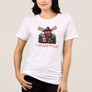 Funny Canadian Moose Coffee Buffalo Plaid Tri-Blend Shirt