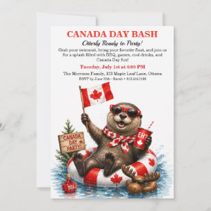 Funny Canadian Otter Canada Day Pool Party Invitation