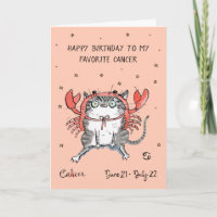 Funny Cancer card Zodiac Cat Star sign horoscope