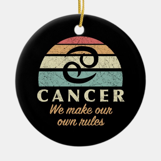Funny Cancer Zodiac Rules Ceramic Tree Decoration (Front)