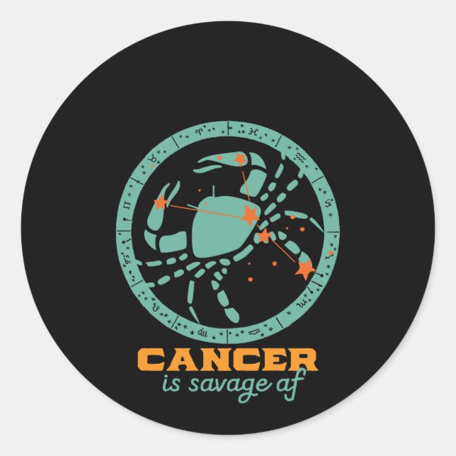 Funny Cancer Zodiac Star Sign Astrology Birthday Classic Round Sticker (Front)