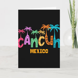 Funny Cancun Mexico Palm Tree Colourful Typography Card