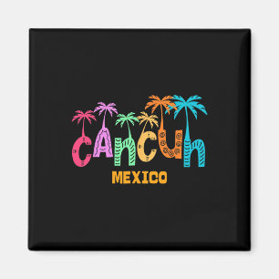 Funny Cancun Mexico Palm Tree Colourful Typography Magnet