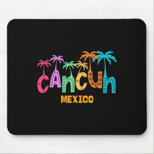 Funny Cancun Mexico Palm Tree Colourful Typography Mouse Mat