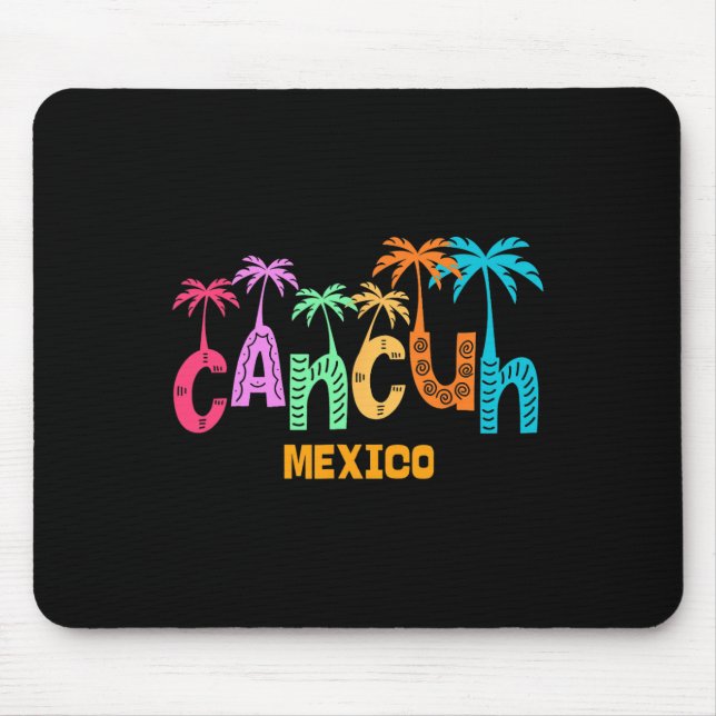 Funny Cancun Mexico Palm Tree Colourful Typography Mouse Mat (Front)