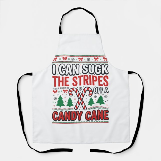 Funny Candy Cane Christmas Sweater Apron (Front)