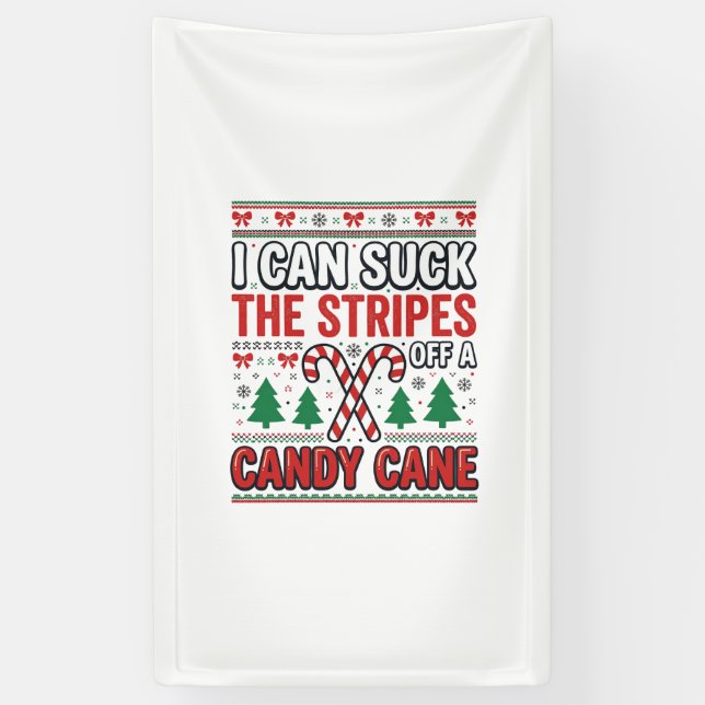 Funny Candy Cane Christmas Sweater Banner (Vertical)