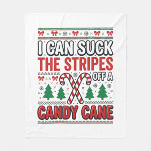 Funny Candy Cane Christmas Sweater Fleece Blanket