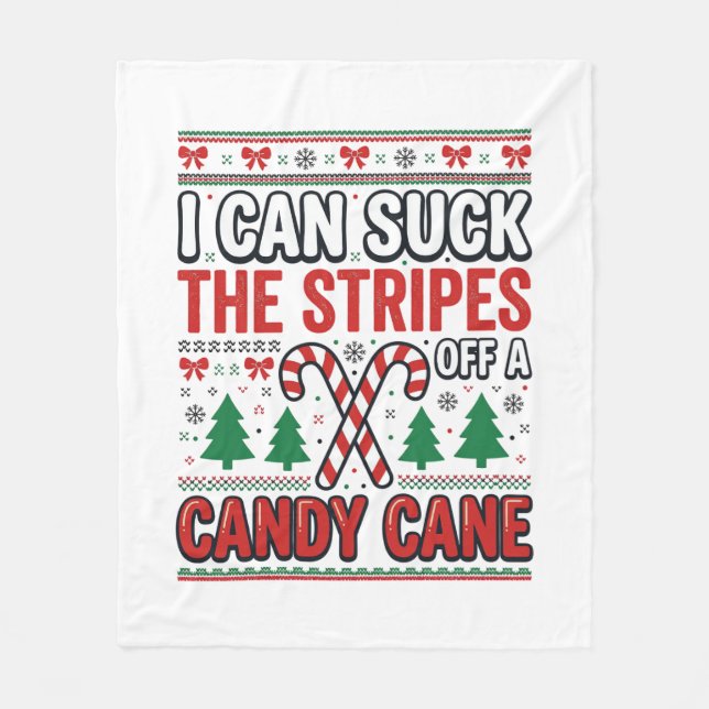 Funny Candy Cane Christmas Sweater Fleece Blanket (Front)