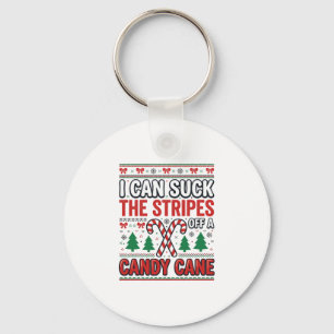 Funny Candy Cane Christmas Sweater Key Ring