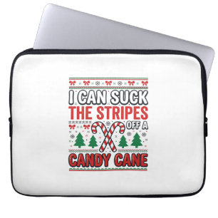 Funny Candy Cane Christmas Sweater Laptop Sleeve