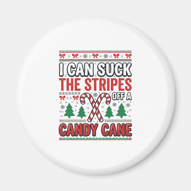 Funny Candy Cane Christmas Sweater Magnet (Front)