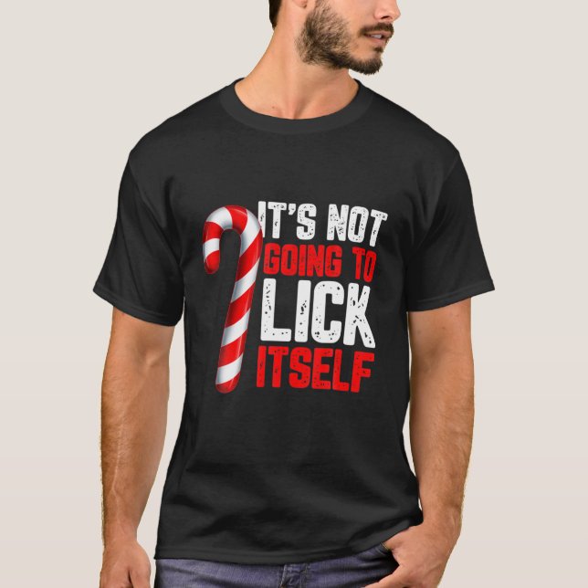 Funny Candy Cane Inappropriate Adult Humour Christ T-Shirt (Front)