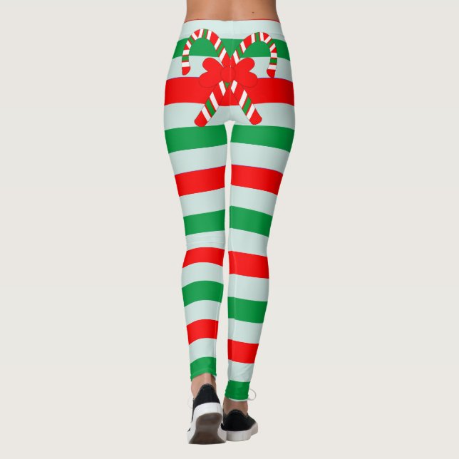 Funny Candy Cane Striped Leggings (Back)