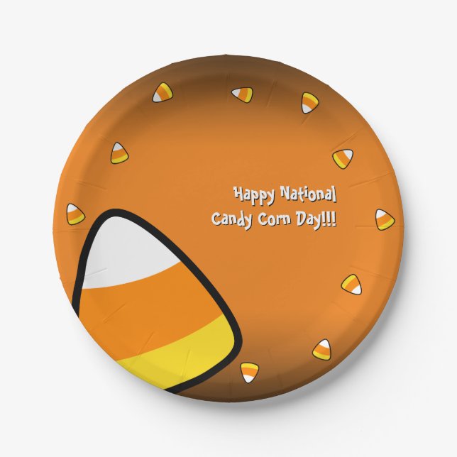 Funny Candy Corn -Custom Text  Paper Plate (Front)