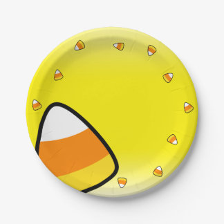 Funny Candy Corn Day - On Yellow - Paper Plate