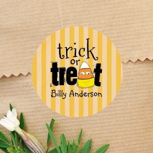 Funny Candy Corn Halloween Custom Classic Round Sticker