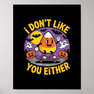 Funny Candy Corn Halloween Skateboarding Gift Poster