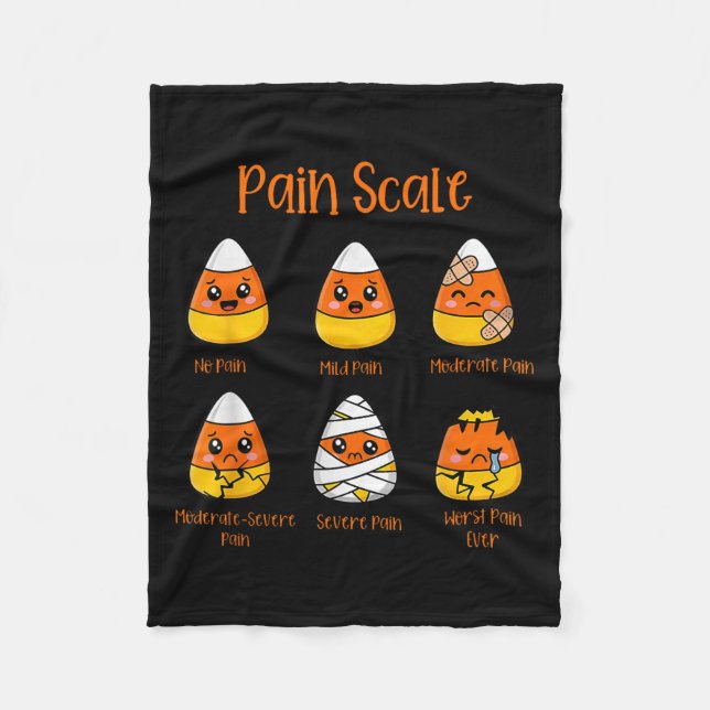 Funny Candy Corn Pain Scale Halloween For Medical  Fleece Blanket (Front)