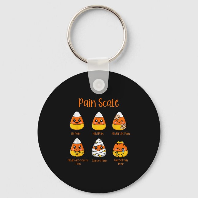 Funny Candy Corn Pain Scale Halloween For Medical  Key Ring (Front)