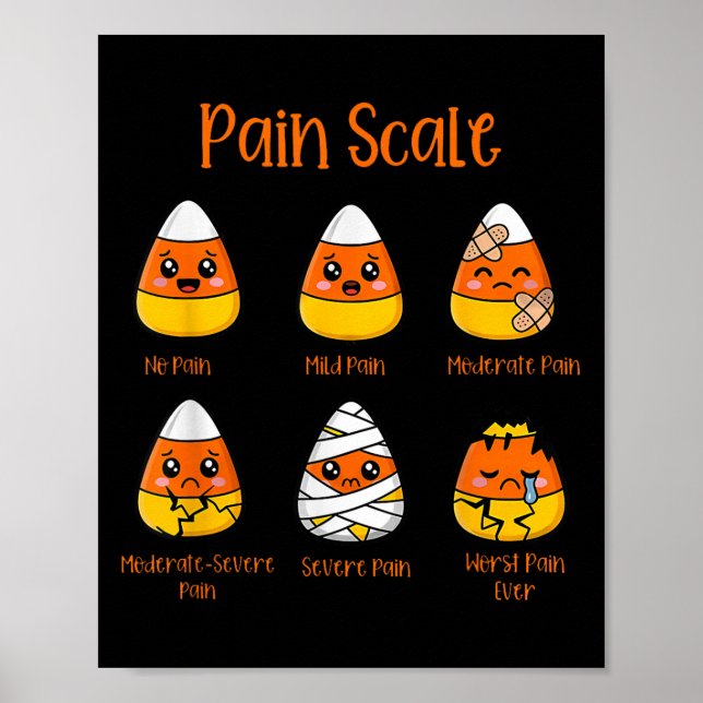 Funny Candy Corn Pain Scale Halloween For Medical  Poster (Front)