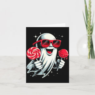Funny candy ghost – retro kids halloween costume card