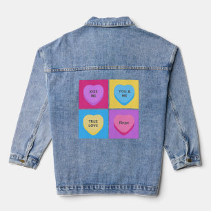 Funny Candy Hearts Anti Valentines Day Denim Jacket