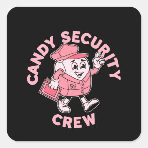 Funny Candy Security Crew Halloween Costume Square Sticker