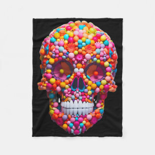 Funny Candy Skull Bubble Gum Skeleton Halloween Ca Fleece Blanket
