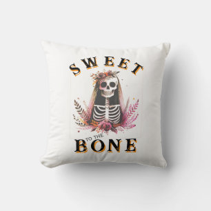 Funny Candy Skull Halloween Throw Pillow