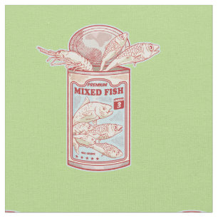 Funny canned fish fabric